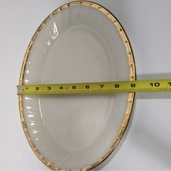 Fire-King Oven Ware Cream Oval Glass Serving Platter With Gold Trim Vintage - Picture 6 of 12